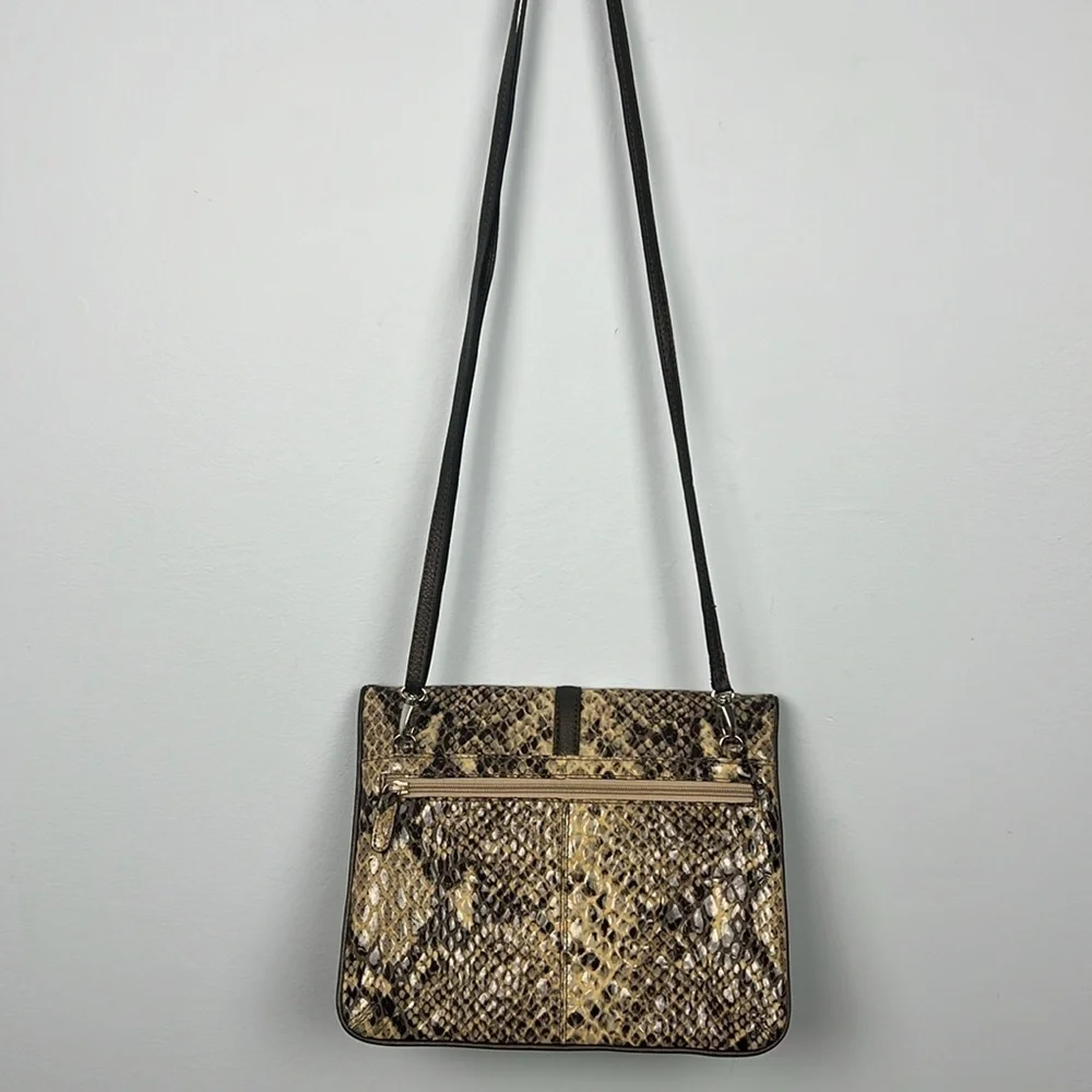 Brighton Snakeskin Crossbody Bag - Brown and Black